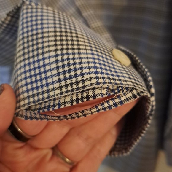Orvis Signature Collection Shirt Men's XL White Blue Black Check Print READ Flaw - Picture 7 of 7